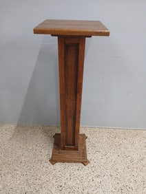 Lovely Mission Style Oak Pedestal Plant Stand