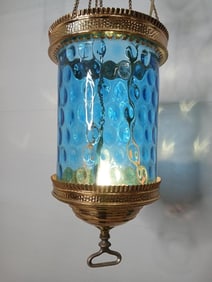 Blue Bullseye Hanging Pull Down Chandelier