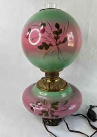 Hand Painted Victorian Parlor Lamp Electrified
