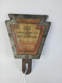 Antique Pennsylvania 1929 Car Inspection Sticker License Plate Topper