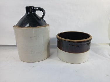 Two Toned Crock and Jug