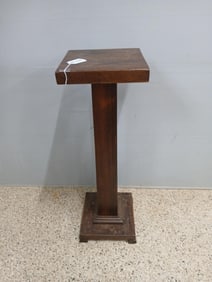 Antique Mission Style Wood Pedestal Plant Stand