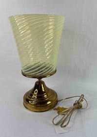 Vaseline Glass Swirl 1950s Table Lamp