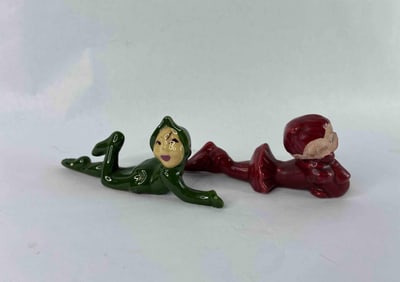 AC Dovey/Gilner Pottery Pixie Elf Painted Figurines