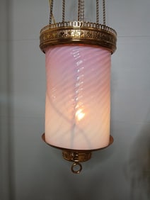 Ombre Pink Pull Down Hanging Lamp