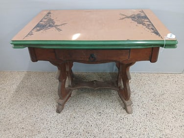 1930's Original Ugo Mochi Enamel Top Art Nouveau Table