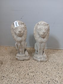 Concrete Lions Statues Lot of 2