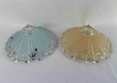 1930s Cream and Blue Frosted Light Shade