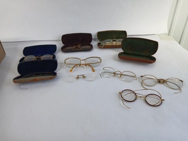 Great Early Spectacle Lot inc. Cases w/ Gold and Silver Frames