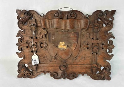 Carved Oak Gothic Revival Style Trefoil and Quatrefoil Motif Door / Panel