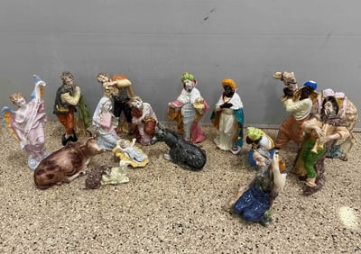 Italian Hand painted Porcelain Nativity Scene