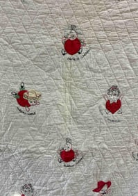 Early Hand Stitched Childs Fruit Character Applique Quilt