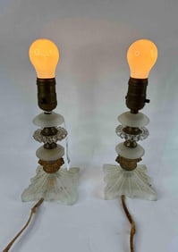 Hollywood Regency Style Satin Finish Pair of Boudoir Lamps