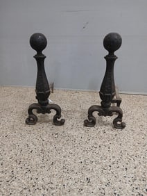 Set of 2 Cast Iron Fireplace Front Andirons