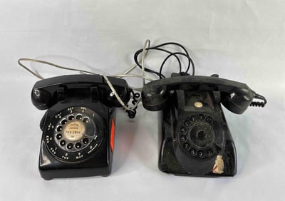 Lot of 2 Early Desk Top Bake Lite Rotary Telephones
