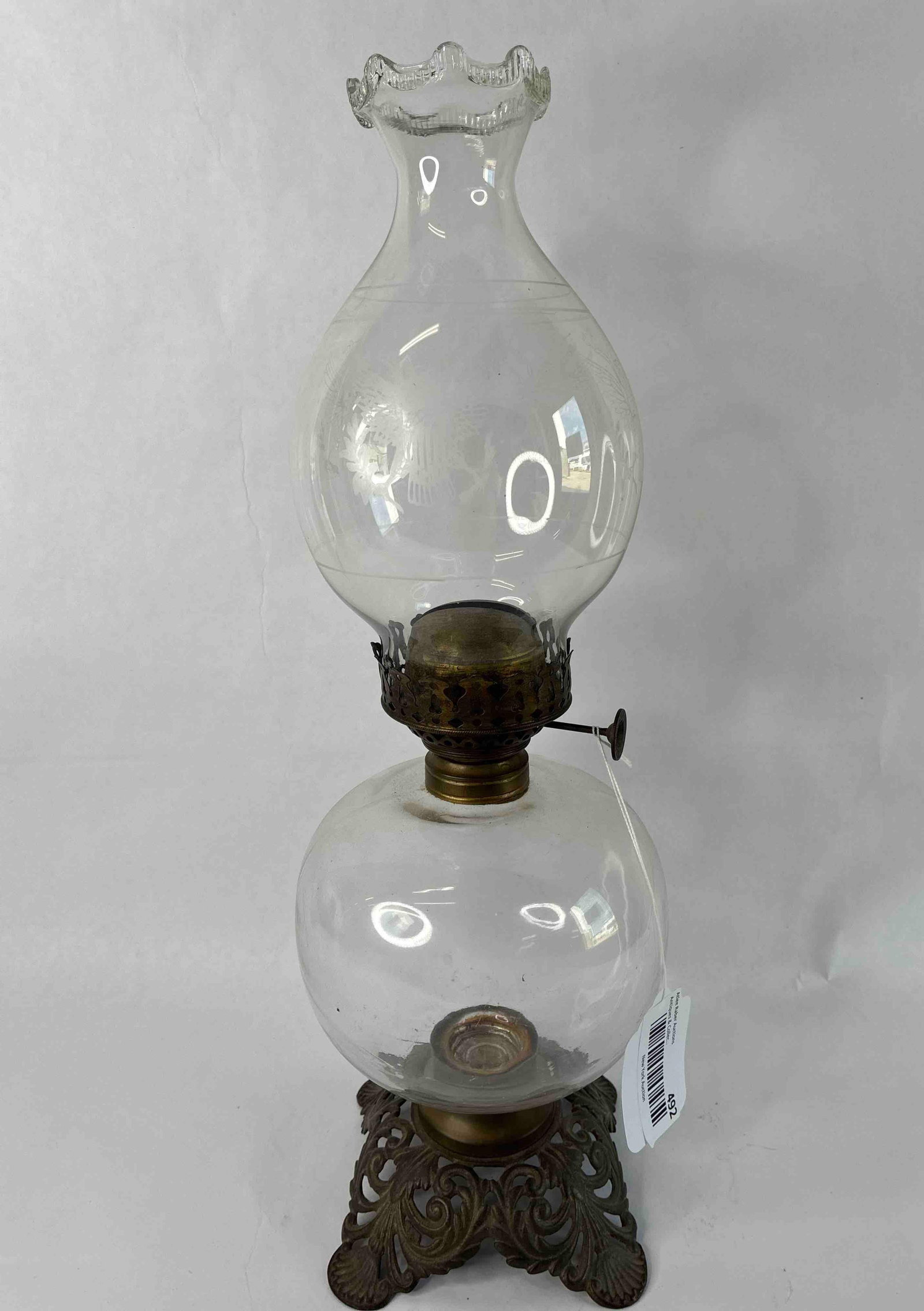 M.B. Co. Eagle Table Top Oil Lantern w/ Federal Eagle Etched Glass (1 of 7)