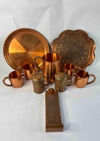 Solid Copper Mule Set, Shakers, Trays and More Inc. Gregorian and More