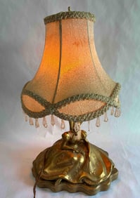 Southern Belle Chalkware Base Shaded Lamp