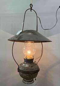 Antique Bradley & Hubbard Style Hanging Electrified Lamp