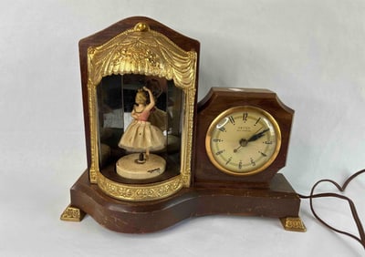 United Clock Co. 1950's Dancing Ballerina Model 870 Table Top Clock