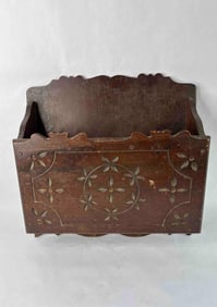 Primitive Hand Carved Wood Wall Hanging Magazine/Newspaper Holder