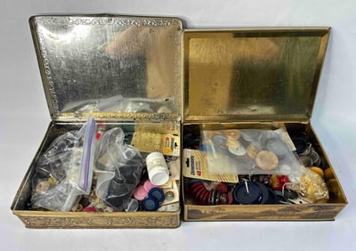 Graphical Lidded Candy Tins Loaded w/ Early Buttons