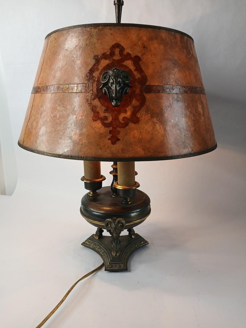 Antique Rembrandt 3 Light Electrified Parlor Table Lamp: Great early condition with shade being fully intact and lamp is in good working order 19H
