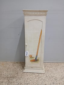 Antique Hand Painted One Door Shelved Free Standing Cabinet