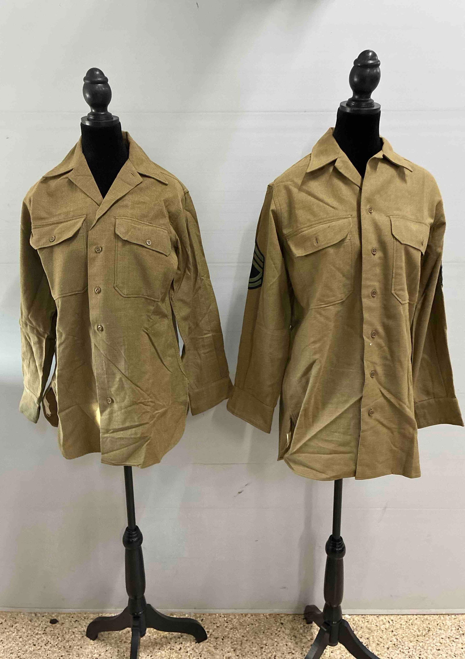 WW2 Army 44th Infantry Division Wool Shirts: Size 14 1/4 32. Both are in good condition. 