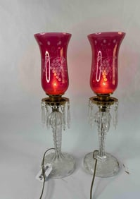 Cranberry Glass Boudoir Lamps