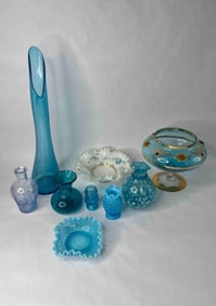 Blue Fenton, Art Glass, and Vases