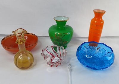 Decorated Vase, Mikasa Candy Stripe dish, and More
