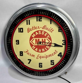 Great Massey Harris neon spinner clock