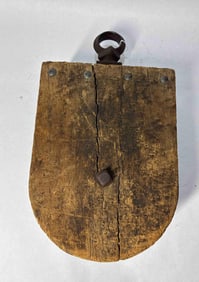 Large Wooden Barn Pulley