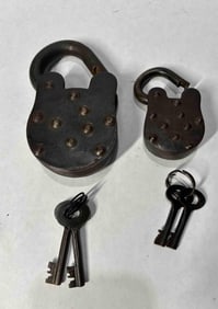Pair of Early Padlocks w Keys