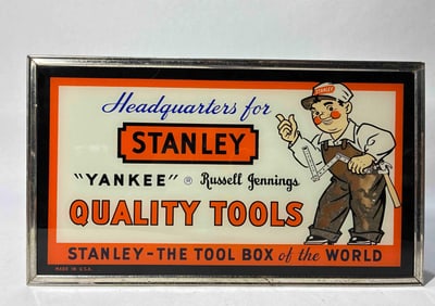 Stanley Tools reverse painted glass easelback store sign