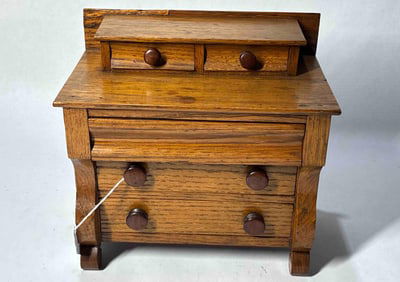 Great Little Salesman Sample Oak Empire Chest