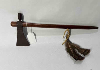 Native American Decorated Tomahawk Axe Peace Pipe