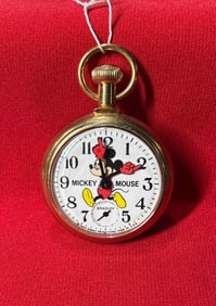 Mickey Mouse Bradley Locomotive Pocket Watch