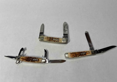 3- Case Multi Blade Horn Handle Pocket Knives