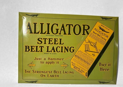 Alligator Steel Belt Lacing sign