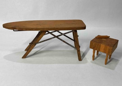 Salesman Sample Ironing Board & Mini Butcher Block