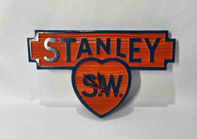 Painted wood Stanley clock