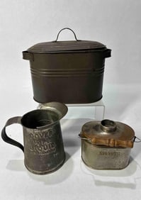 Minature boiler, miner's lunchbox & Dover oil can