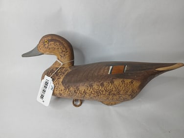 Signed Hand Painted Wooden Pin Tail Duck Decoy
