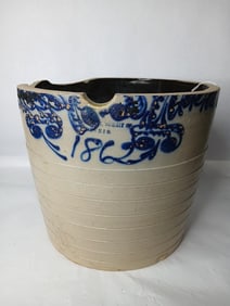 1862 Decorated Stoneware Vessel