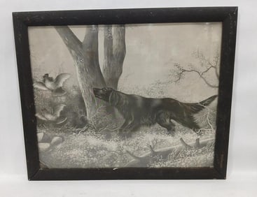Early Framed Hunting Dog Print