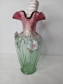 Rubina Verde Fenton Melon Vase