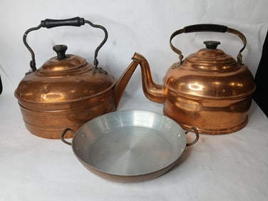 Set of 2 Copper Kettles
