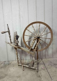 Antique Wood Spinning Wheel